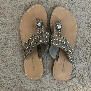INC leather bedazzled sandals